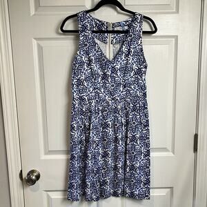 Milly x Design Nation Capri Italia Blue White Fit & Flare Dress Womens Size 8